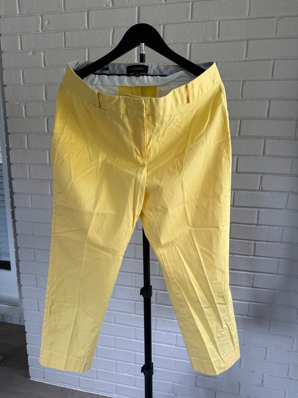 Talbots Yellow Ankle Pants Womens 12 Slim Crop Capri Chino Cotton Stretch